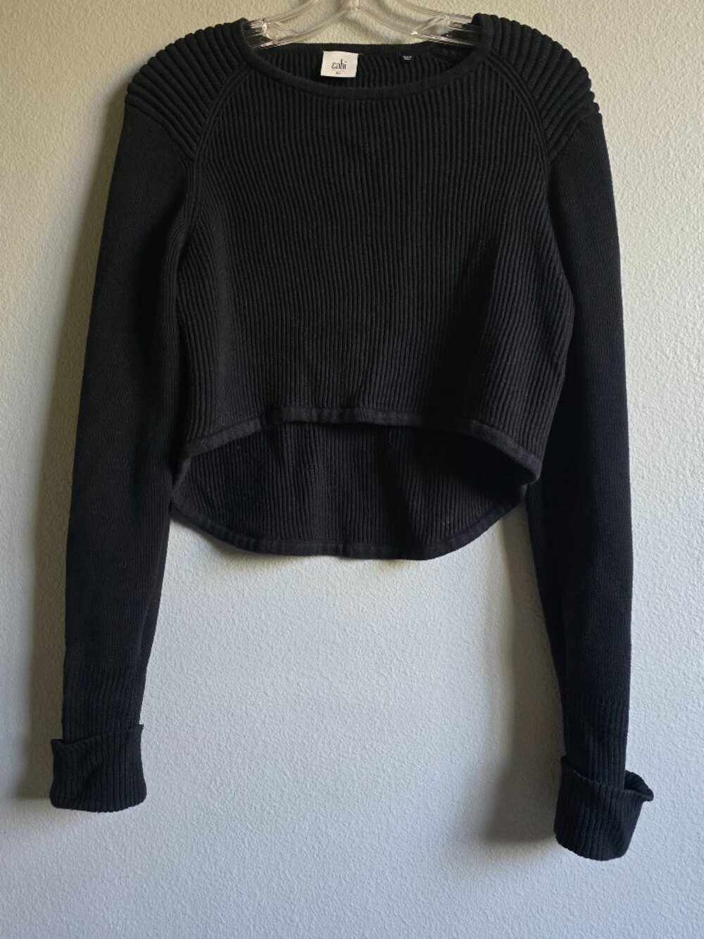 Cabi Black Cropped Knitted Round Neck Sweater size XL